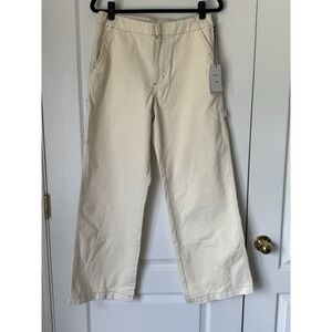 RVCA Womens Back Bay Pant Size 27 Wide Leg 100% Cotton Chino Latte Off white NEW